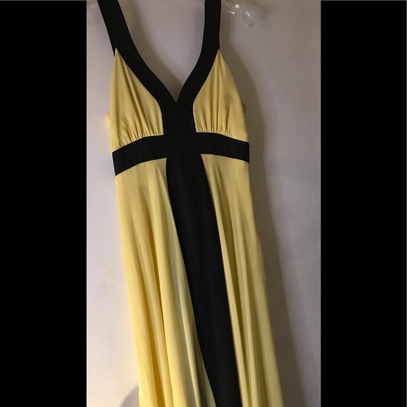 Johnathan Martin Size 6 Yellow & Black Midi Dress - Picture 2 of 13